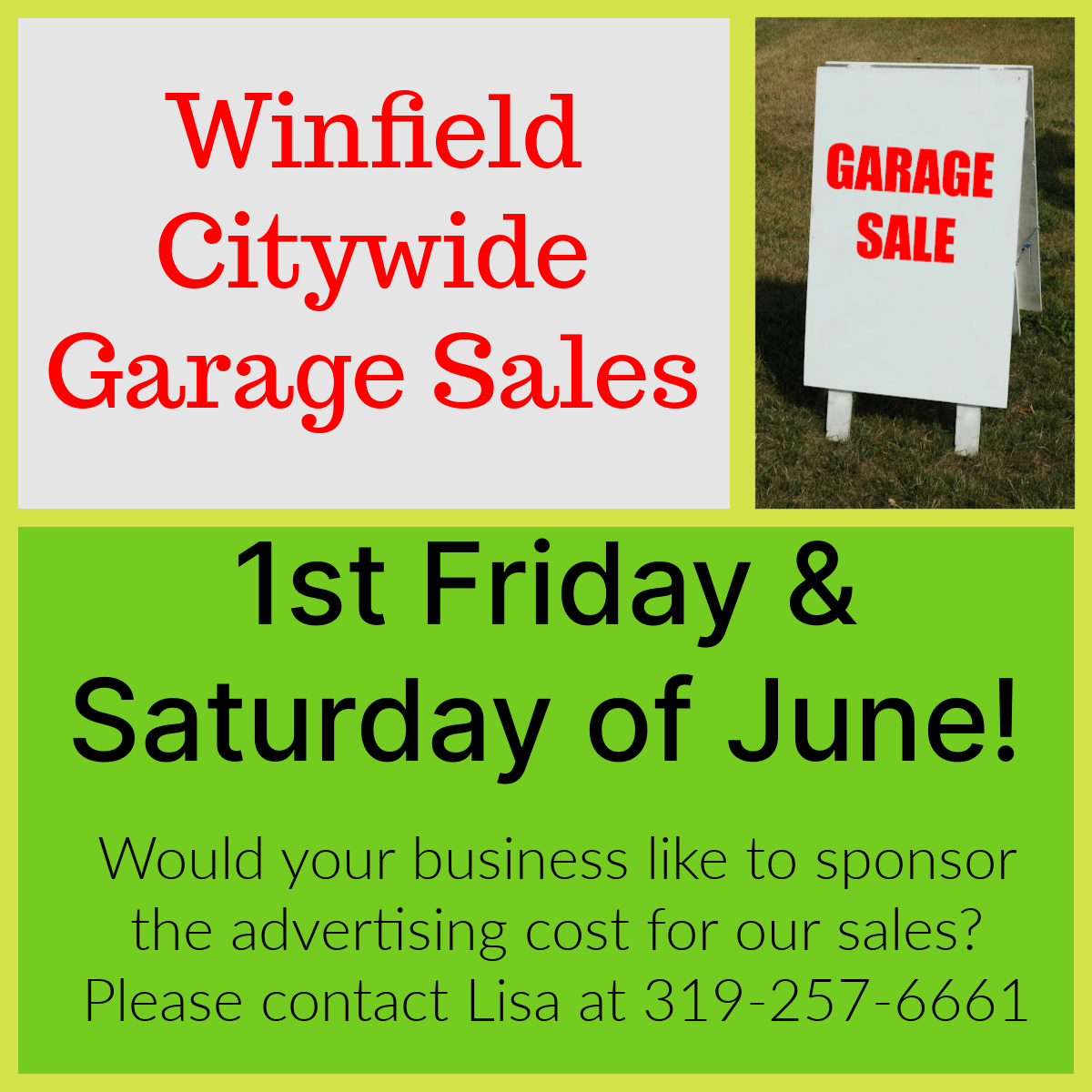 City Wide Garage Sales City of Winfield, Iowa