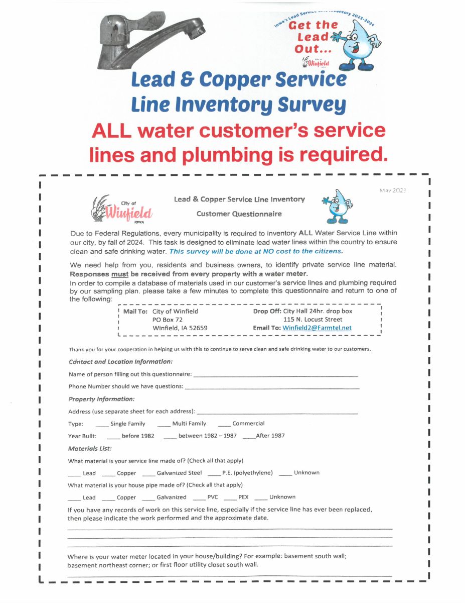 Water Service Line Survey Required  